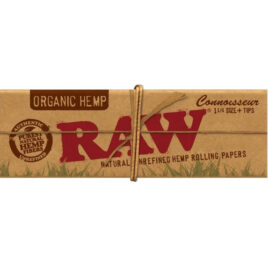 RAW Organic Hemp original 1 1/4 size papers with tips 50<br>58-RyRawOrgStdTip