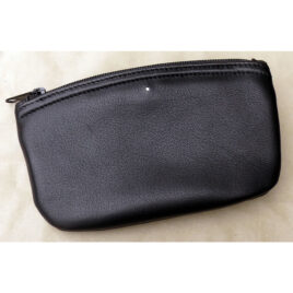 Dunhill White Spot Zip Pouch; Soft black lambskin<br>71-DHPA2003
