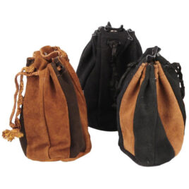 Drawstring Pouch; Suede, Lined; Stud closure; Black or Panels <br> 71-J5301
