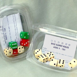 6x16mm Spot Dice; Transparent shaker box; Rules for 8 Games<br>91-DGame6b