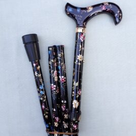 Walking Stick 5003F Adjustable Black Floral folding crutch 95-CC5003F