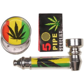 Metal Pipe Set, with grinder and screens; Small PU zip pouch<br>75-JMR7203
