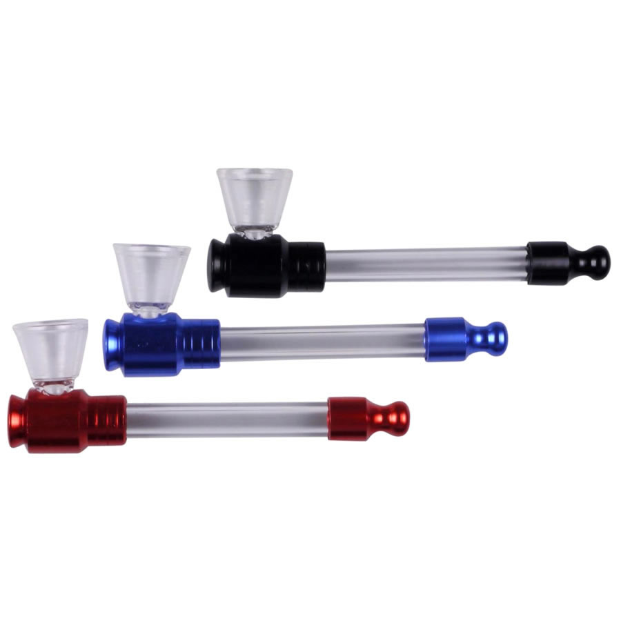 Set 2 Metal/Glass pipes and screens, asstd.colours, blister pack75