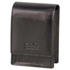 Fine Blk leather box for 20 Ks cigs; Back lighter pocket, Magnet