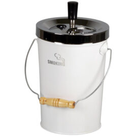 Bucket spinning ashtray chrome/white 14cm x height 20cm<br>79-J4861