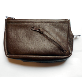 Companion Pouch, Kudu Leather, Lined, 3 zip compartments, brown or black<br>71-KL3Zip