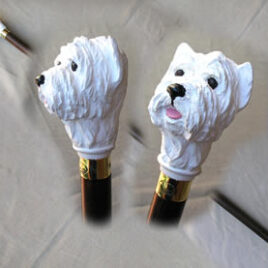 White Highland Terrier Head Walking Stick <br>95-CC4014
