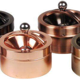 Assorted antique colour metal ashtray with ball closure  79-J4706  OUT OF STOCK