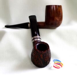 Savinelli Desigual, Rich brown, rusticated finish pipe; Double Aluminium band, Silicon ring, Acrylic mouthpiece  54-SavDesigRus