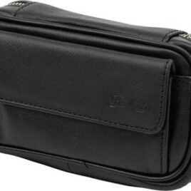 3-Pipe Bag, Black Leather, Zip Closure; Pocket Magnetic Studs 71-J3752