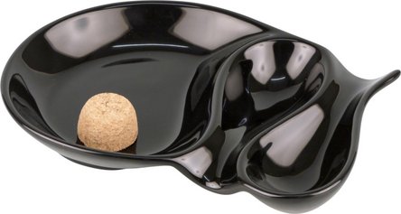 Pipe Ashtray, Oval Black Shiny Ceramic, 2 Rest  79-J0745