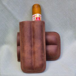 Cigar Case; 2 Robusto cigars, Brown Leather,  price exclude cigars  73-W012RobBrn